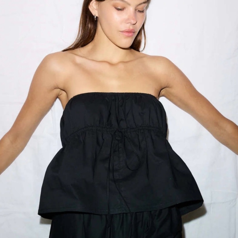 Deiji Studios Black Strapless Cotton top